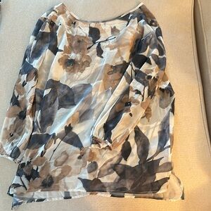 Bow Back Sheer Flowered Dress Shirt